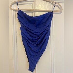 Zara Blue Draped Bodysuit